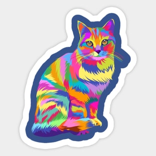 Colorful cute sitting cat Sticker